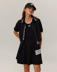 YPL splicing two wear POLO neck short-sleeved dress set